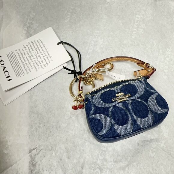 NWT Limited Coach CZ085 Mini Nolita Bag Charm In Signature Denim - Picture 5 of 7